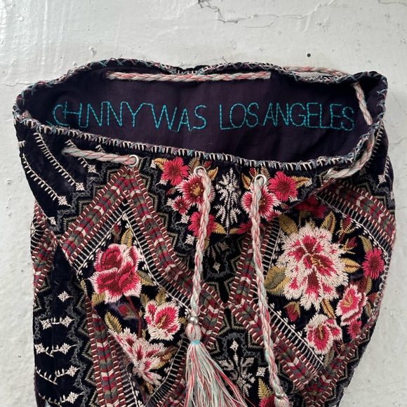 Johnny Was Matilda Multicolor Embroidered Velvet Backpack - Picture 7 of 12